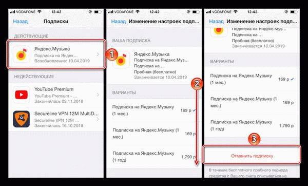 Процесс отмены подписки «Яндекс.Плюс» на Android:
